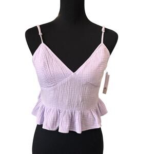 New BP. NORDSTROM Purple Sleeveless Smocked Back Peplum Camisole Top Size S